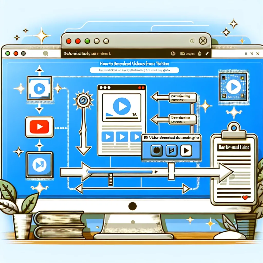 "Passo a passo para baixar vídeos do Twitter: guia completo e fácil ilustrado com tela de download de vídeo."